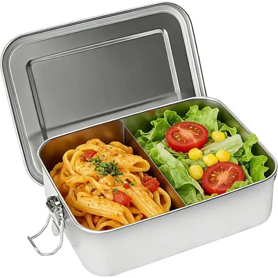 Obrázek produktu pro Nerezová bento krabička 1200 ml se silikonovým těsněním do kanceláře a školy jako svačinový box