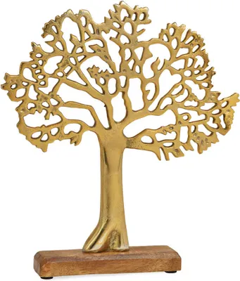 Produktbild von Baum Aufsteller Metall Holzsockel Dekofigur Gold 1 Stk 30x33x5 cm