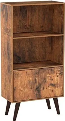 Produktbild von Retro knižnica, 2-úrovňový regál s dverami, skrinka na knihy, obrazy, dekorácie, do obývačky, kancelárie, knižnice