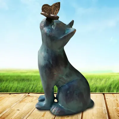 Produktbild von Famanu Katzenornament für den Garten - Retro Design, wetterfest
