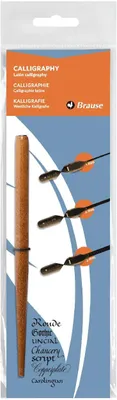 Produktbild von Kalligrafie-Set Holz-Federhalter mit 3 Bandzugfedern 5er Packung Brause