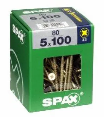 Obrázok produktu pre SPAX 4081020501008, Skrutka, Oceľ, Zinok, Drevo, plochá hlava, Krížový, Žltá