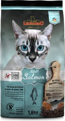Zdjęcie produktu dla Leonardo Cat Food Adult Salmon GF, Dorosły, Każda rasa, Łososiowy, 1,8 kg, Nie zawiera ziarna, Bezglutenowe