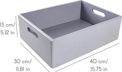 Produktbild von Creative Deco XL Graue Holzkiste Obstkiste Korb - 40x30x13cm (+/-1cm) - mit Griffen