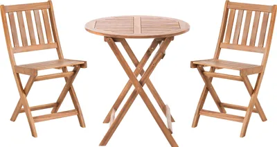 Obrázek produktu pro BELIANI 3dílná bistro sada hnědá  akáciové dřevo 2 židle stůl skládací lamelový design zahrada exteriér balkon
