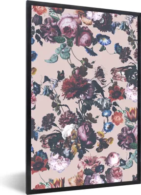 Produktbild von MuchoWow® MuchoWow® Gerahmtes Poster Blumen - Collage - Farbe 60x90 cm - Poster mit zchwarzem Bilderrahmen - Kunst