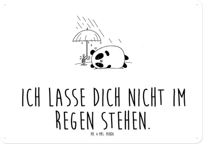 Produktbild von Mr. & Mrs. Panda Schild Panda Freundschaft DIN A4 - Weiß - Geschenk, Wandbild, wandtafel, tafel, Türschild, Blechschild