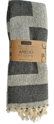 Obrázek produktu pro Bavlněný přehoz s třásněmi, boho styl Aredo 150x200cm Černá 11
