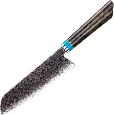 Produktbild von Damast Küchenmesser Zetsu - Santoku in Braun und Blau KP37409