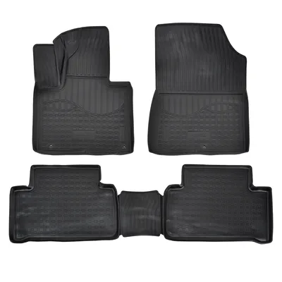 Image de Tapis De Sol En Caoutchouc TPE Pour Kia Sorento 4 Depuis 2020 5-Seats 5pcs, Système de Fixation Bord Haut Noir Antidérapant Toutes Saisons
