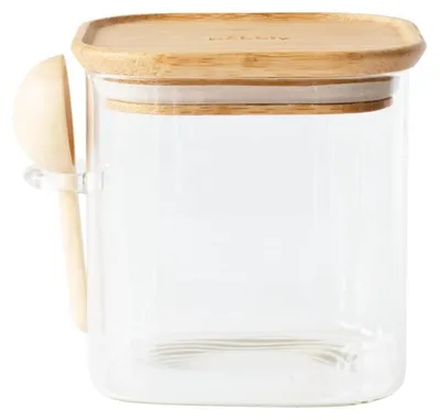 Quadratischer Glasvorratsbehälter 800 ml mit Messlöffel, stapelbar