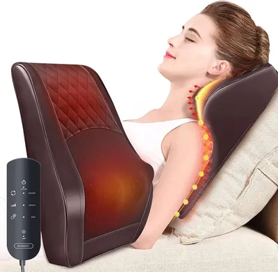 Image de Masseur pour le dos et les épaules - Appareil de massage Shiatsu - Soulagement des douleurs musculaires - Avec fonction de chauffage - 38x33 cm - Noir