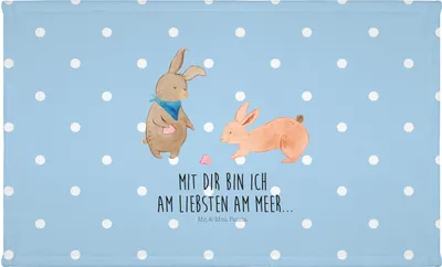 Produktbild von Mr. & Mrs. Panda Handtuch Hasen Muschel - Blau Pastell - Geschenk, Meer, Flauschtuch, frottierhandtuch, baumwolle, kleines, Beste Freundin, Muttertag, BFF