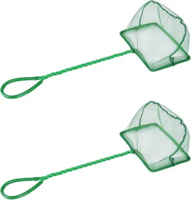 Produktbild von Famanu Aquariumnetz für kleine Fische - 2 Stück, mit Kunststoffgriff - reißfestes Nylon - 12 x 10,5 cm