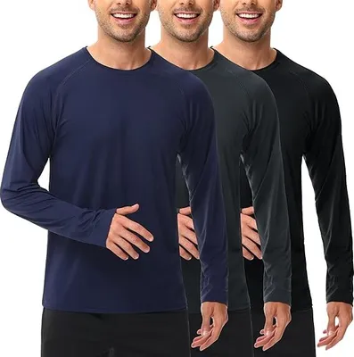 Produktbild von UEEKO Herren Sporthemden 3er-Pack Langarm Atmungsaktiv Größe S