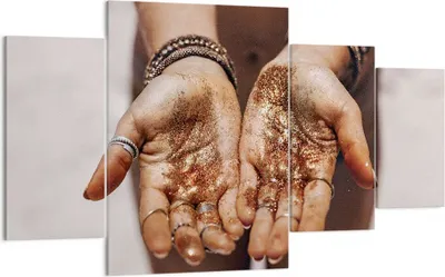 Produktbild von Bild auf Leinwand - Leinwandbild - 4 Teile - Hände Strand Gold - 160x90cm - Wand Bild - Wanddeko - Wandbilder - Leinwanddruck - Bilder - Wanddekoration - Leinwand bilder - Wandbild - DL160x90-5055