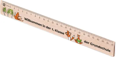 Produktbild von Metrie, Didakt-M07 Holzlineal, bedrucktes Erste Klasse, 25 cm