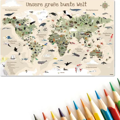 Produktbild von KinderWeltkarte Beige Version Schreibtischunterlage 60x40 cm