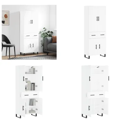 Immagine prodotto di vidaXL Credenza bianca 69,5x34x180 cm Materiale a base di legno - Credenza - Credenza - Credenza - Armadio
