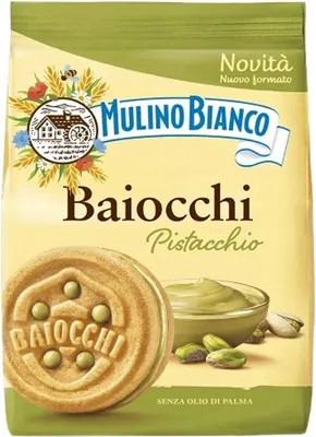 Obrázek produktu pro Mulino Bianco Baiocchi Pistacchio 240 g italské sušenky s pistáciovým krémem