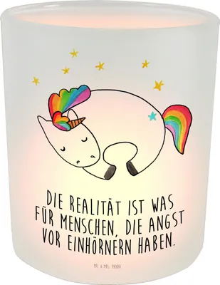 Produktbild von Mr. & Mrs. Panda Windlicht aus Glas Einhorn Nacht - Transparent - Geschenk, Teelichthalter, Kerzenhalter, Menschen, Unicorn, Kerzenglas, Einhörner, Träume, Realität