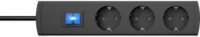 Produktbild von Kopp UNOversal plus Steckdosenleiste Schalter Überspannungsschutz USB 1,4/3/5m 3-fach 3m schwarz