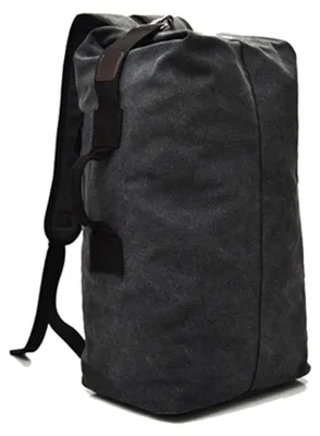 Produktbild von Rucksack Sporttasche Seesack - 55 x 30 x 20 cm - Canvas - Schwarz - Für Reisen und Outdoor