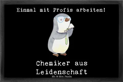 Produktbild von Mr. & Mrs. Panda Bodenvorleger Chemiker Leidenschaft 40 x 60 cm - Schwarz - Geschenk, Schmutzmatte, Gummimatte, Studium, Beruf, Witzig, Eingangsmatte, Fußabtreter, Spruch