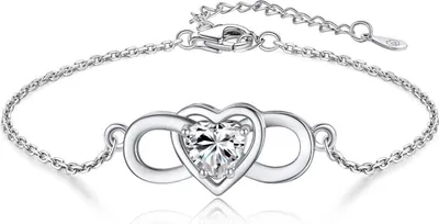 Produktbild von Armband Damen Unendlichkeitszeichen 1 Karat Moissanit Silber 925 Herz Armkette Allergiefrei
