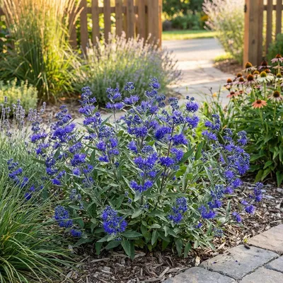 Image de Bloomique - Caryopteris Clandonensis Dark Knight - Barbe-Bleue - Plante de Jardin - Rustique - Hauteur 30-50 cm - Pot 19 cm