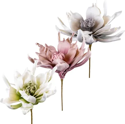 Imagen del producto de Flores artificiales de loto en 3 colores, decoración floral, diámetro 20x60 cm, espuma, color: crema