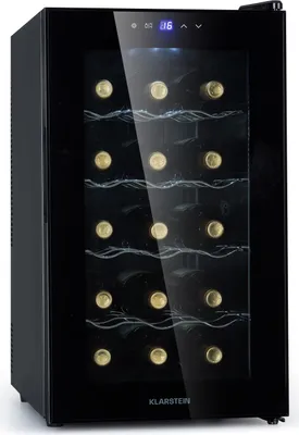 Produktbild von Klarstein Weinkühlschrank, Getränkekühlschrank Schmal, 1 Zone Kühlschrank mit Glastür, Getränkekühlschränke Freistehend, Weinkühlschrank Klein, Weinkühlschränke mit UV-Schutz, 5-18°C, 15 Flaschen