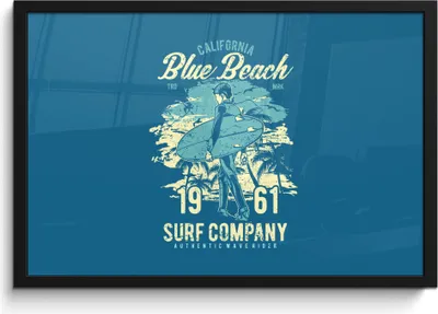 Produktbild von MuchoWow® MuchoWow® Gerahmtes Poster Surfbrett - Surfen - Vintage 60x40 cm - Poster mit zchwarzem Bilderrahmen - Printing - Wanddeko Schlafzimmer