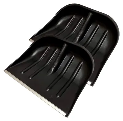 Produktbild von 2 Schneeschieber Schneeschaufeln Schwarz 45cm x 35cm mit verstärkter Schiebekante