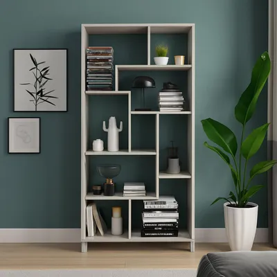 Produktbild von Veniano - Bücherregal, 68x25x161h cm Grau, 8 Böden