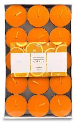 Immagine prodotto di pajoma® Candele profumate a forma di tazza, 30 pezzi, arancione | Candele profumate in alluminio, durata di combustione