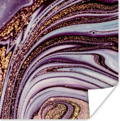 Produktbild von MuchoWow® Poster Marmor - Rosa - Gold - Glitzer - Marmoroptik - Luxus 50x50 cm - Wohnzimmerdekoration