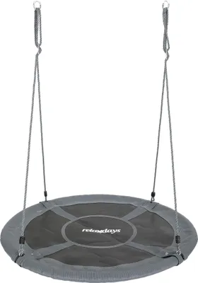 Produktbild von Relaxdays Nestschaukel, runde Hängeschaukel, XXL, bis 300 kg, Kinder & Erwachsene, verstellbar, outdoor, Ø: 120 cm, grau