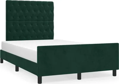 Produktbild von vidaXL Bettgestell ohne Matratze Dunkelgrün 120x190 cm Samt