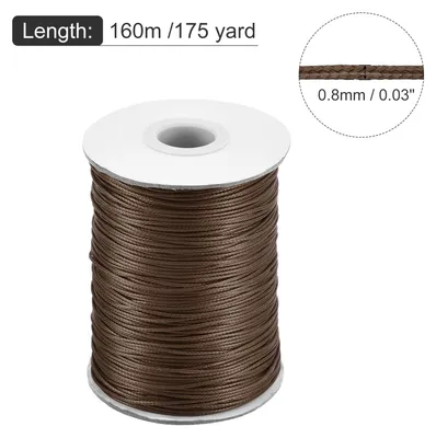 Produktbild von Gewachste Schnur 0,8 mm gewachster Polyesterfaden 175 Yard Wachsschnur fš¹r Armbandherstellung, Halsketten, Perlenarbeiten, Schmuckherstellung und DIY-Basteln (Dunkelbraun)