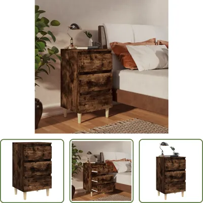 Produktbild von The Living Store Nachttisch mit Massivholz-Beinen Räuchereiche 40x35x69 cm