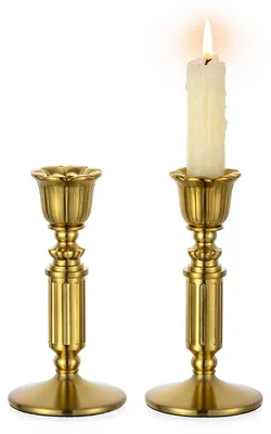Produktbild von Romadedi Vintage Kerzenständer für Stabkerzen, 6er-Pack, Gold, 14cm