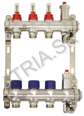 Produktbild von Heizkreisverteiler für Fußbodenheizung aus Edelstahl AVANSA HR1103-3, 3 Heizkreise, 1", Eurokonus 3/4"