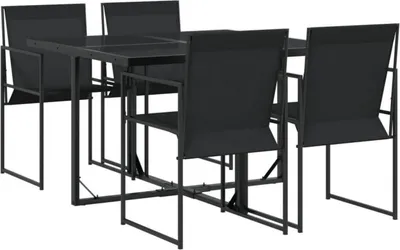 Image de vidaXL Ensemble de jardin 5 pcs. Table 4 chaises Noir Textilène