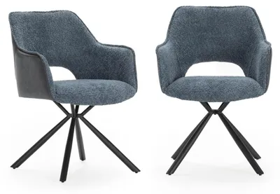 Image de CALICOSY - Lot de 2 fauteuils en tissu avec pieds en métal noir L62 cm - MARIEL