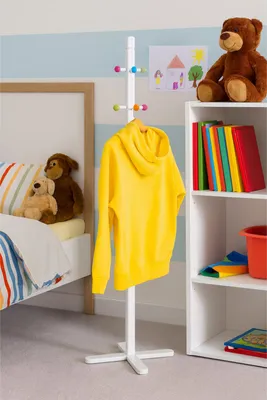 Produktbild von Kleiderständer für Kinderzimmer Garderobenständer aus Holz, 124 cm hoch