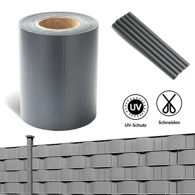 Immagine prodotto di Strisce per recinzioni di privacy Pellicola opaca di spessore in PVC bifacciale a bassa riflessione per la protezione solare 8 rotoli á 50m x 19cm antracite