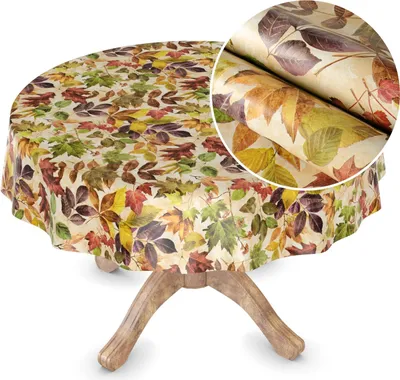 Produktbild von Tischdecke Wachstuch MIMOSA Blumen Beige Robust Wasserabweisend Rund 120 cm