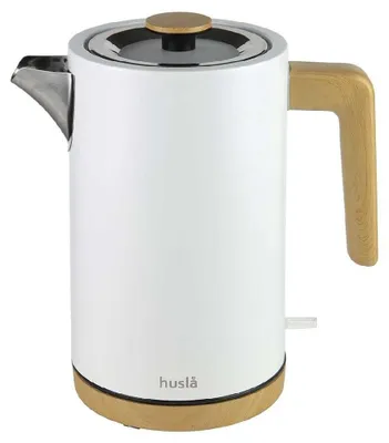 Produktbild von Husla 73903, Elektrischer Wasserkocher, 1,5 Liter, Heizelemente aus Edelstahl, Holzgriff