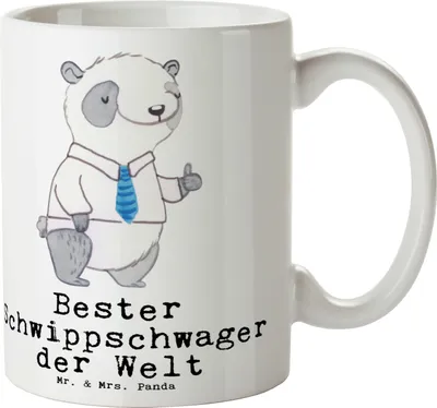 Produktbild von Mr. & Mrs. Panda Becher Panda Bester Schwippschwager der Welt - Weiß - Geschenk, Teetasse, Verwandtschaft, Familie, Schwibschwager, Kaffeebecher, Kaffeetasse, Schwager